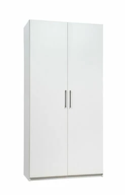 Stina Vaatekaappi 2-ovinen 100x205cm, Valkoiset Ovet