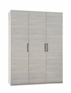 Stina-vaatekaappi 3-ovinen 150x205cm, Harmaat Ovet.