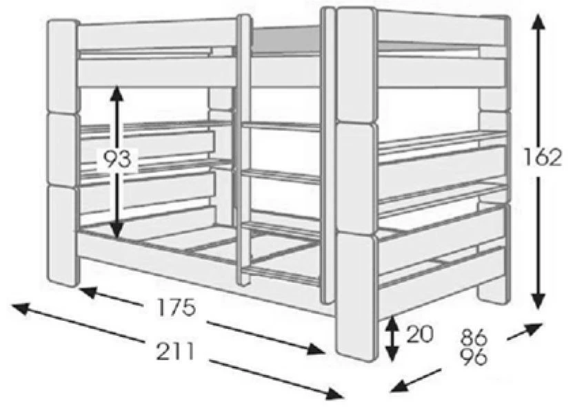 Unipuu-kerrossänky 80cm. Valkoinen. 5 Unipuu-kerrossänky 80cm. Valkoinen. - Image 3