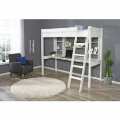 Nukkumatti Korkea Parvisänky Työtasolla 120 Cm, Kuultovalkoinen